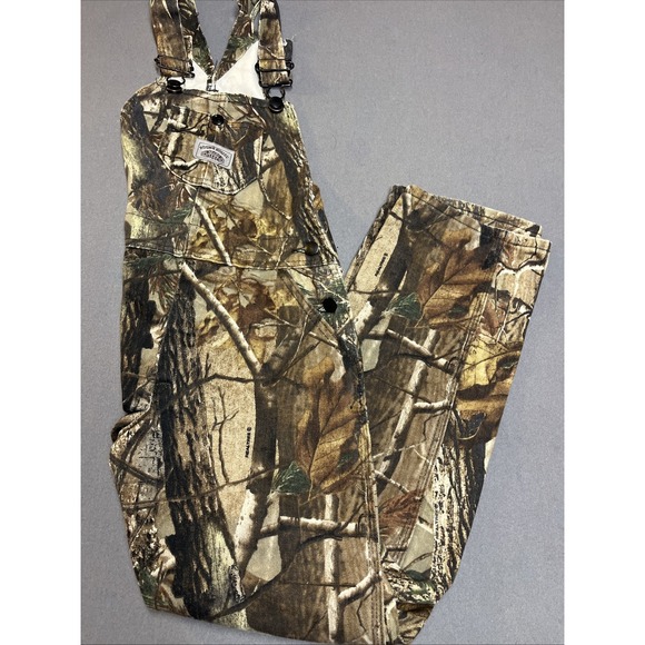 Vintage Roundhouse Realtree camouflage overall bibs Youth Size 8/10 No Tag - Picture 1 of 6